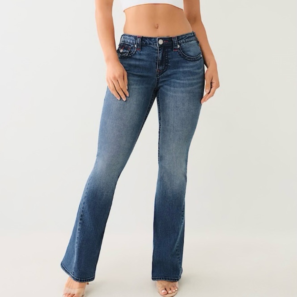 True Religion Blue Flare Wide Leg Jeans